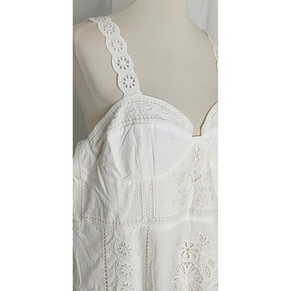 FARM Rio Midi Dress XL White Richelieu Broderie Anglaise Sundress Bustier Corset - Picture 7 of 16